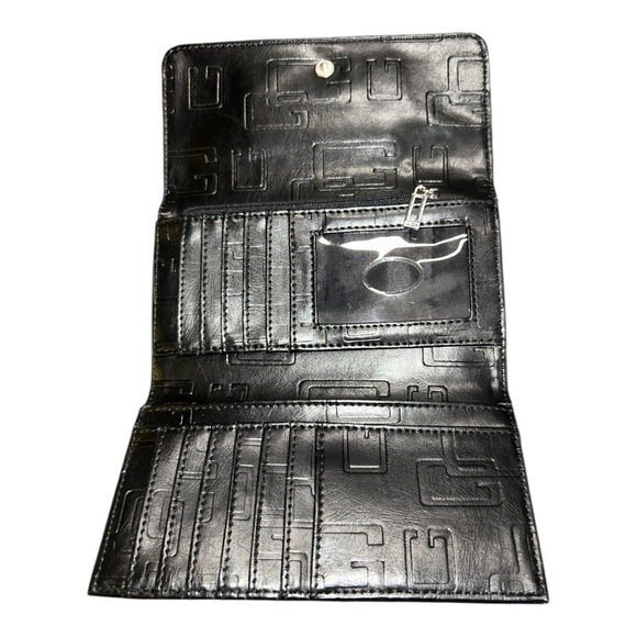 GUESS Embossed Black Wallet with Metal Accent - Picture 3 of 5